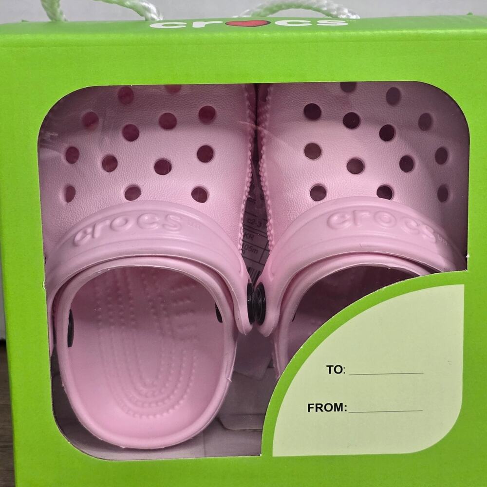 Crocs Classic Clogs Toddler 2 / 3 pink milk Rubber Slingback Round Toe Slip On